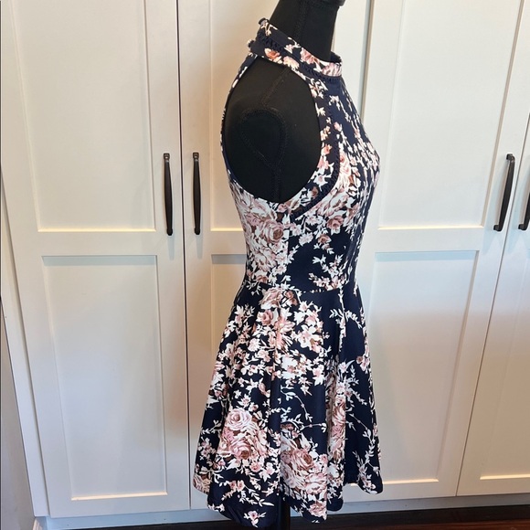 B Darlin Navy and Pink Floral Mini Dress - Picture 5 of 9